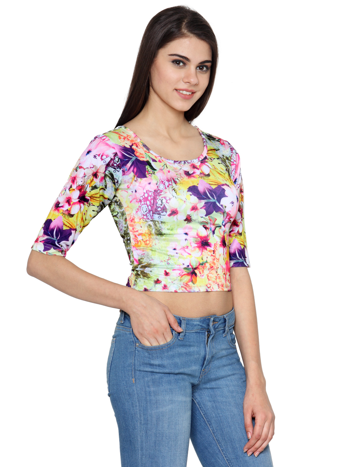 BACK CROSSOVER PRINTED CROP TOP
